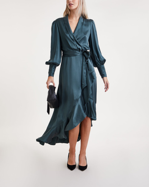 Dress Silk Wrap Midi Dark green 2