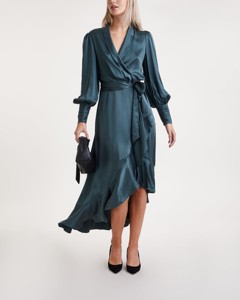 Dress Silk Wrap Midi Mörkgrön 2