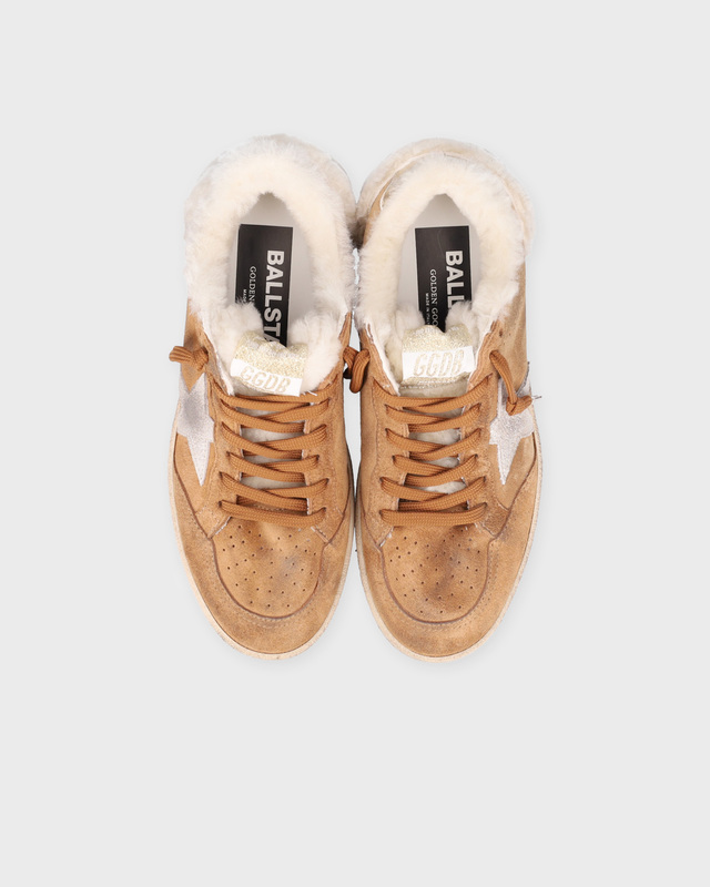 Golden Goose Deluxe Brand Sneakers Ball Star Suede Upper Shearling Cognac EUR 40