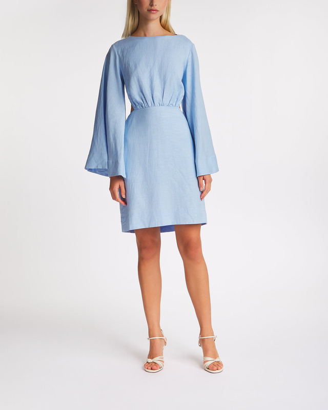 Malina Dress Jette Cut-Out Linen Blend Mini Blue M