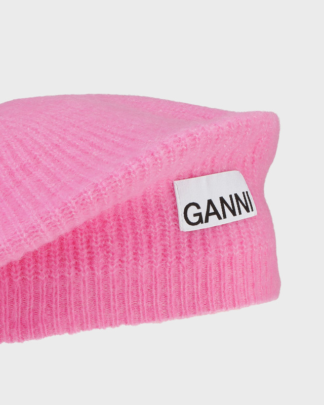 Ganni Hat Soft Wool Beret Rosa ONESIZE
