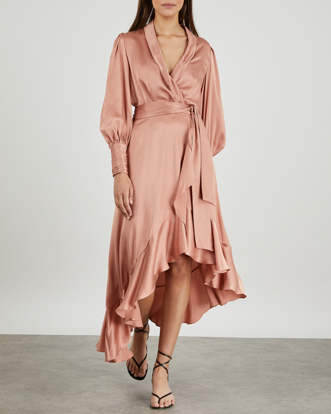 Dress Silk Wrap Midi Pink 1