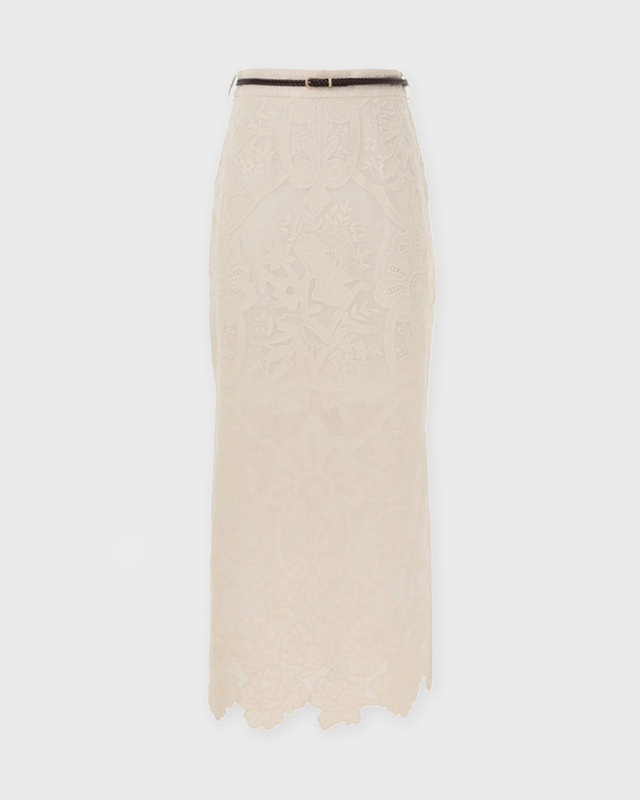 Zimmermann Skirt Ottie Embroidered Midi Cream 1 (S-M)