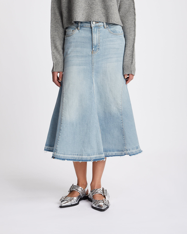Ganni Skirt Tint Denim Midi Mid blue  42