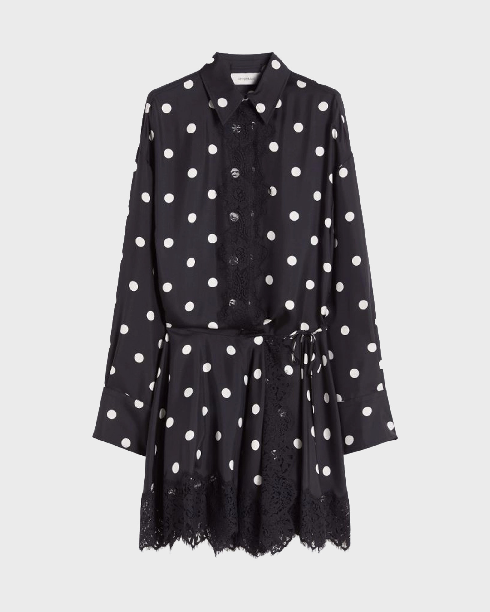Sportmax Women's Black Dress Lace-Detail Polka Dot Mini It 38 (Eur S)