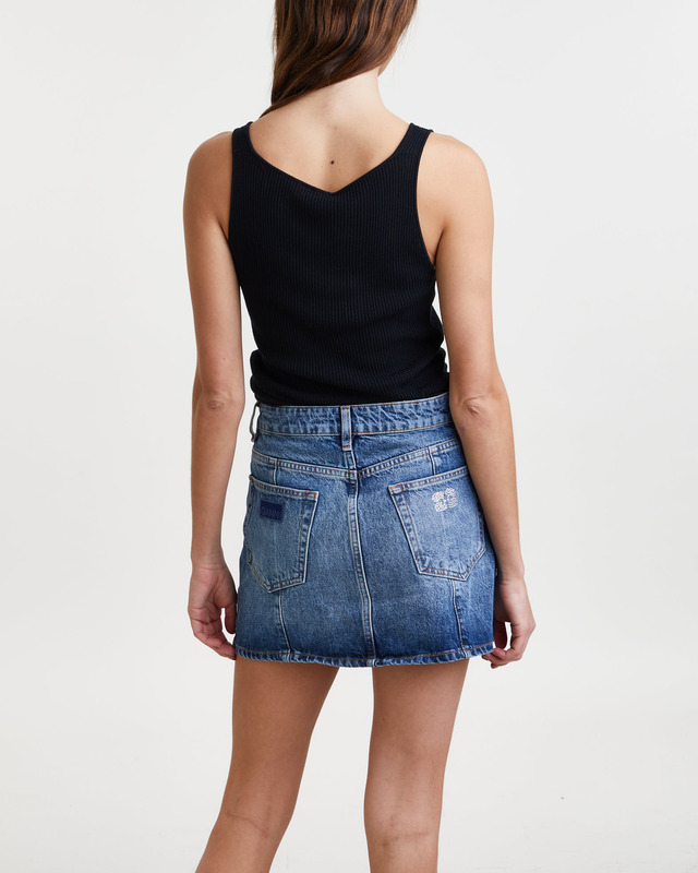 Ganni Skirt Sparkle Logo Denim Mini Blå 36