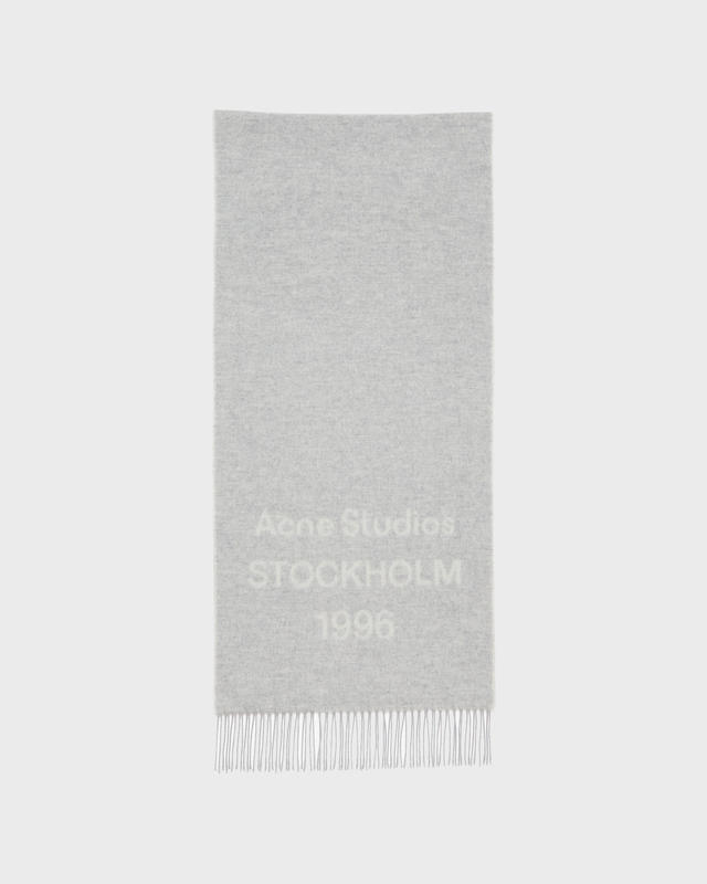 Acne Studios Scarf Logo Jacquard Wool Ljusgrå ONESIZE