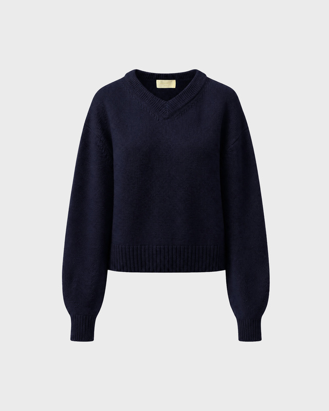 Wakakuu Icons Genser Cashmere V-Neck Navy M