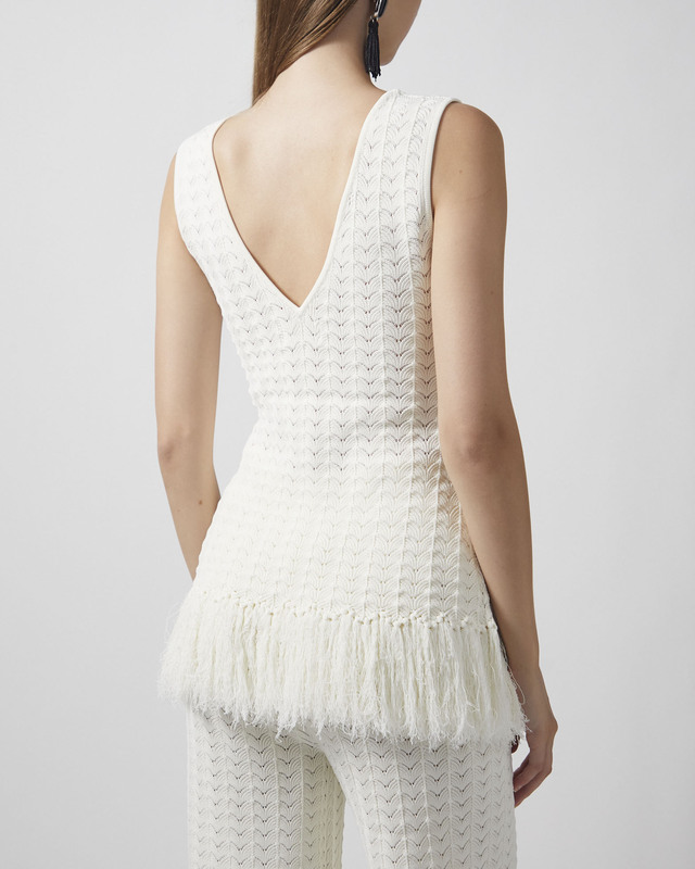 Malina Top Amal Knitted Fringe White S