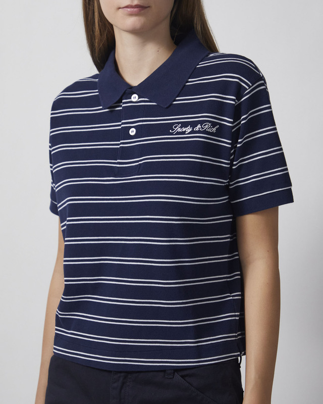 Sporty & Rich Poloskjorte Signature Logo Navy S