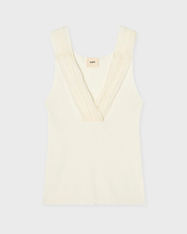 Leoní Top Nour Ribbed Silk-georgette Ivory 36