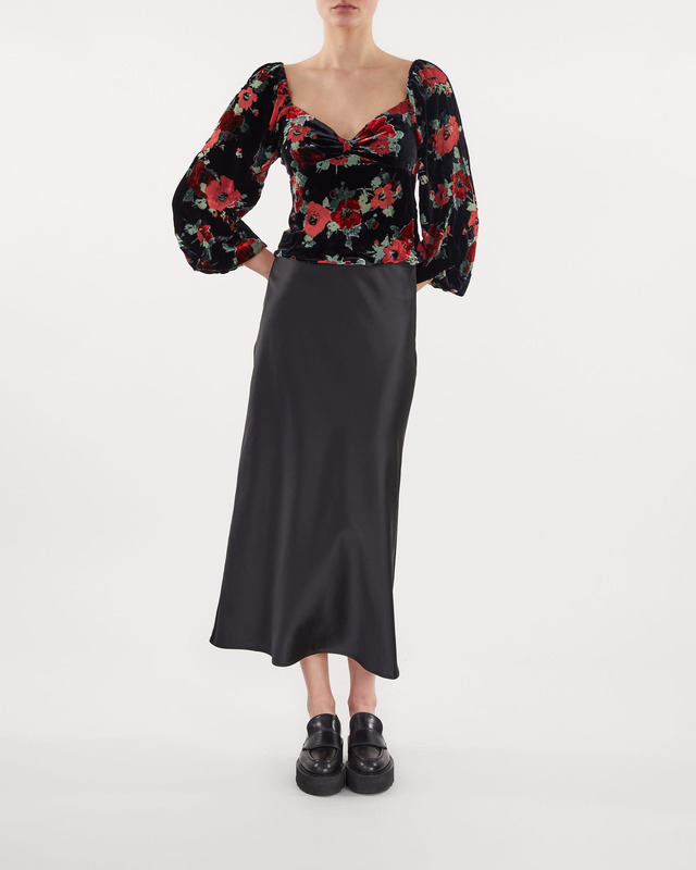 Rixo Bridgette Top Black Poppy Burnout Black UK 10 (EUR 38)