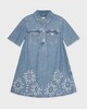 GANNI Klänning  Broderie Anglaise Denim Mini Ljusblå 36