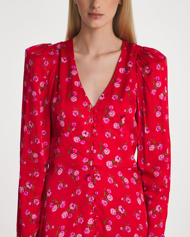 ROTATE Birger Christensen Mini klänning Printed V-neck Röd 40