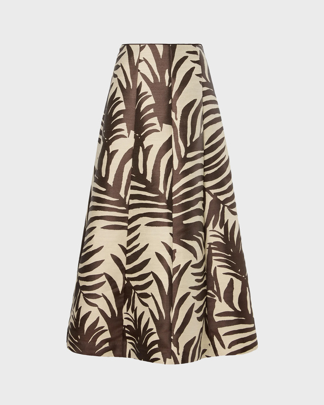 Malina Skjørt Meline Jacquard Midi White/Brown 38
