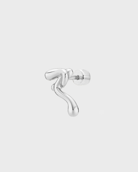 Earring Powder Puff Stud Silver ONESIZE 1