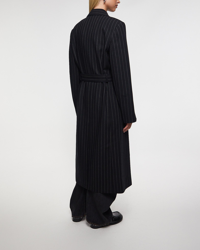 Acne Studios Coat Pinstripe Wool Black 34