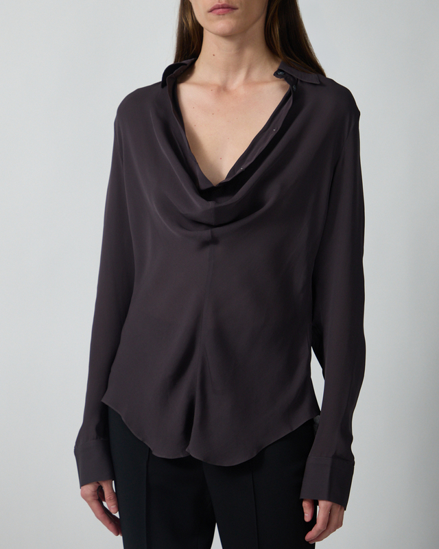 Acne Studios Bluse Cowl Collar Silk Granit 36