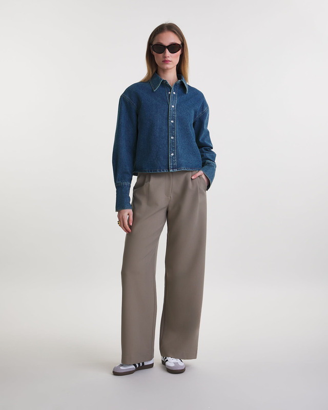 Wakakuu Icons Skjorta Alie Cropped Denim Blå S