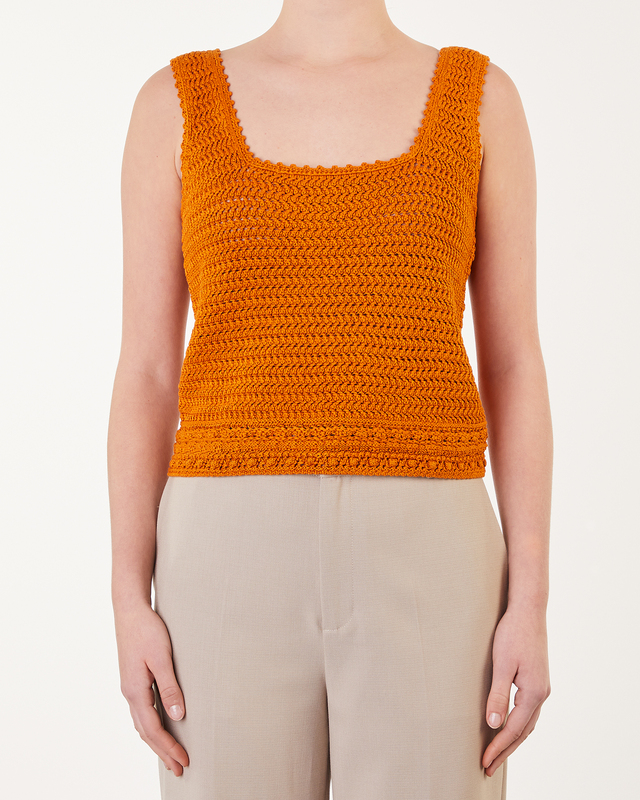 Vince Topp Crochet Square NK Tank Orange S