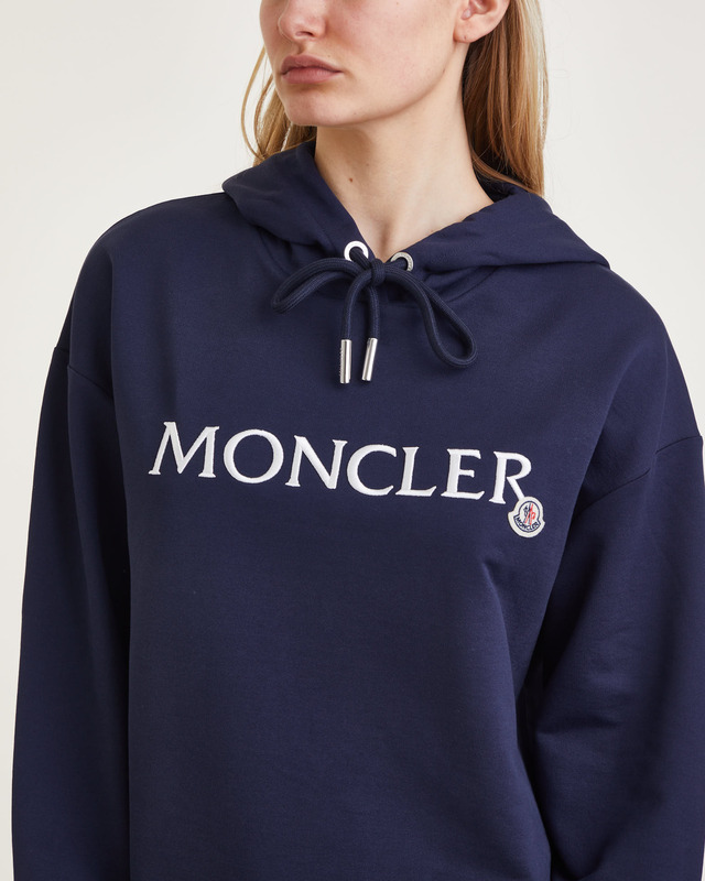 Moncler Classic Hoodie Logo Mörkblå XL