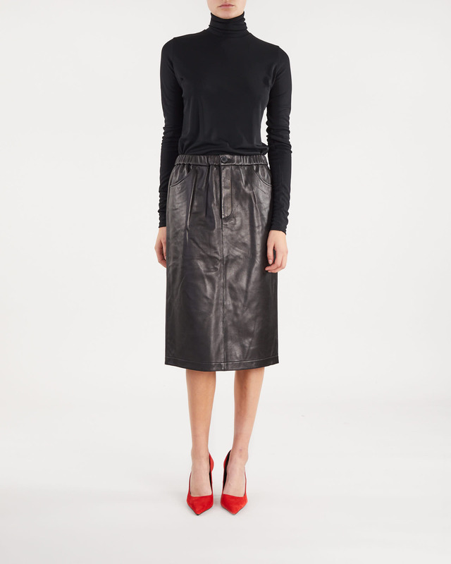 Teurn Studios Skirt Leather Pencil Black 36