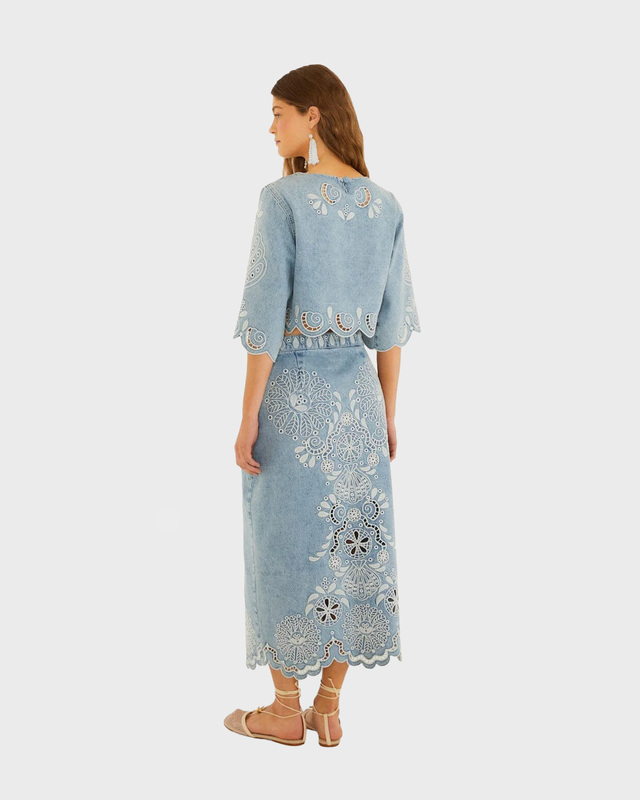 FARM Rio Skirt Denim Richelieux Midi Denim 25