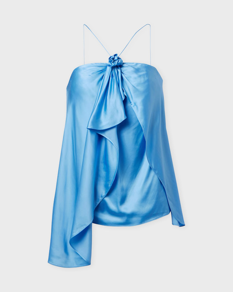 Blouse Halter Satin Blue 1