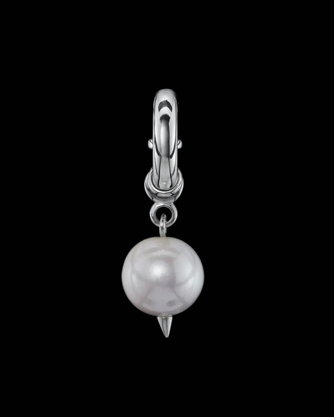 Earring Chunky Pierced Pearl Silver ONESIZE 1
