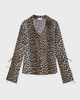 Ganni Shirt Printed Chiffon Slim Leopard 42