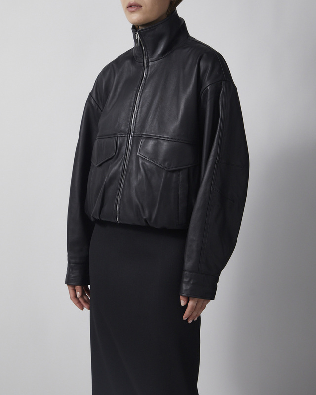 Wakakuu Icons Jacket Leather Funnel Neck Black L