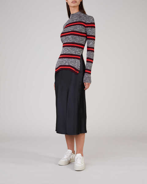 Long Sleeve Marled Stripe Sweater Grey 2