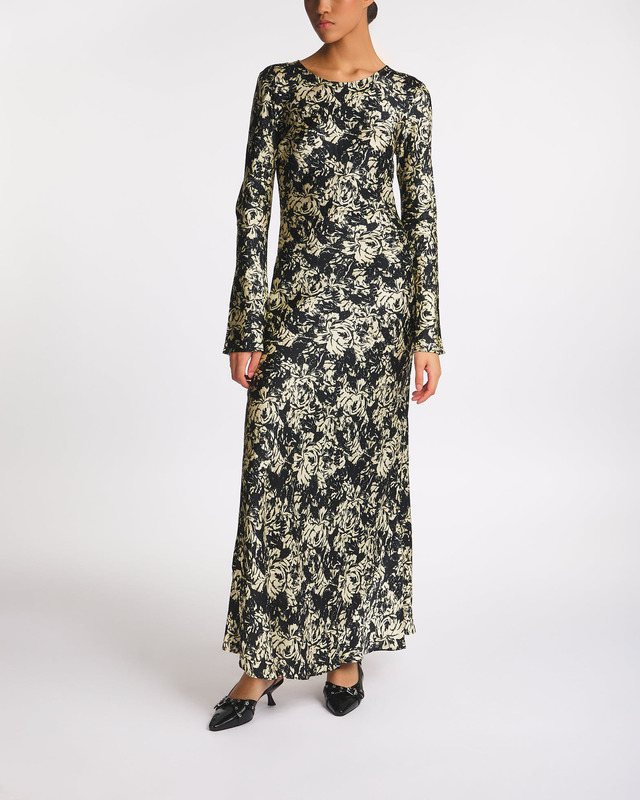Ganni Dress Printed Satin Multicolor 42