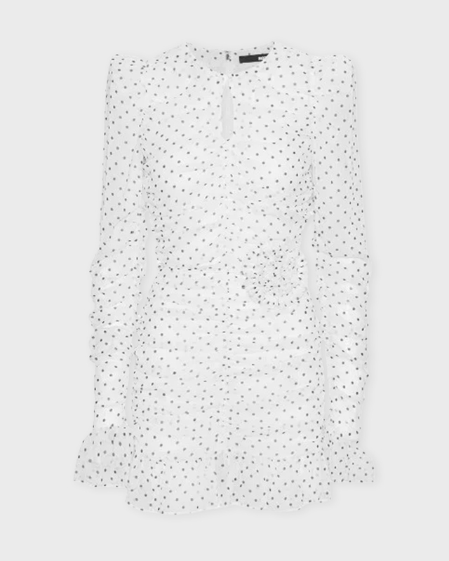 ROTATE Birger Christensen Dress Printed Long-Sleeve Egret 38
