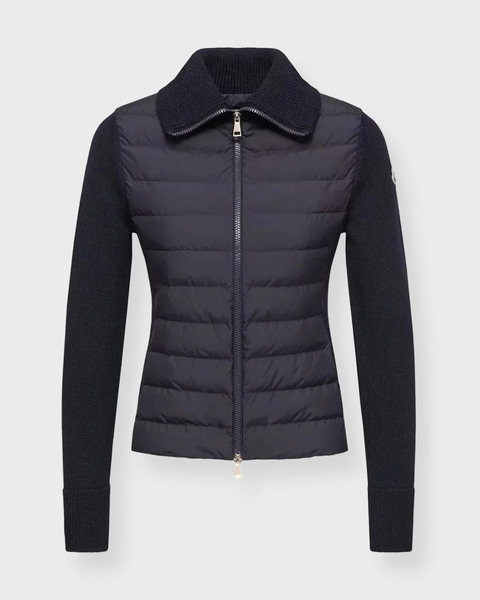 Cardigan Padded Wool Zip-Up Navy 1