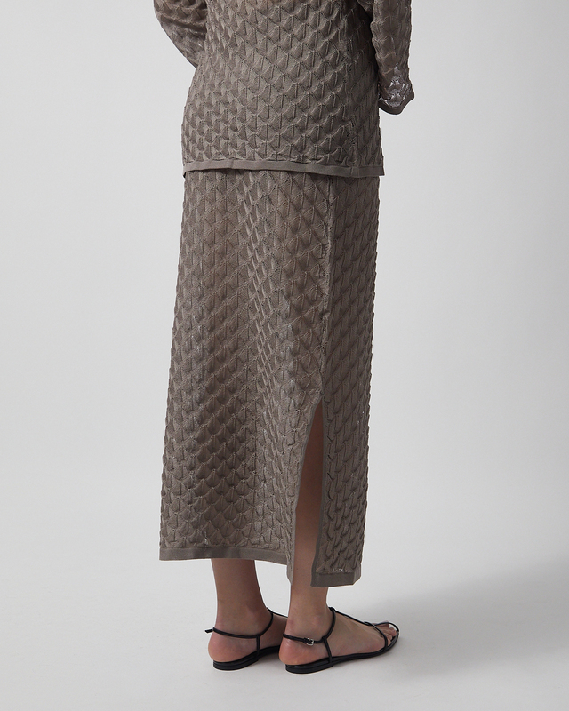 Malina Skirt Fannie Pointelle Knitted Maxi Taupe S