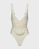 Magda Butrym Ruched flower swimsuit Creme FR 40 (EUR 38)