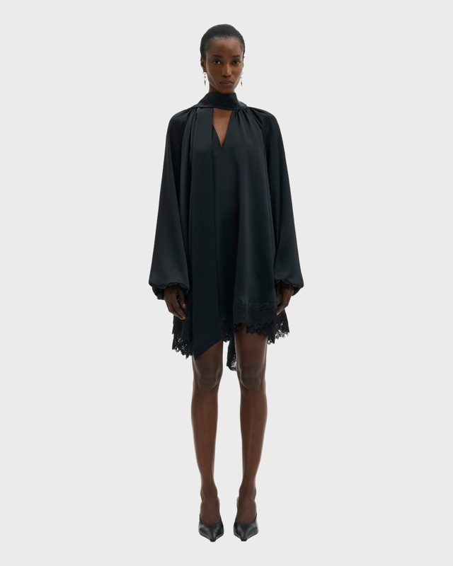 Malina Miniklänning Norea Lace Hem Satin Mini Black 36