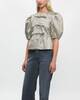 Ganni Blouse Metallic Cloque Peplum Silver/guld 38