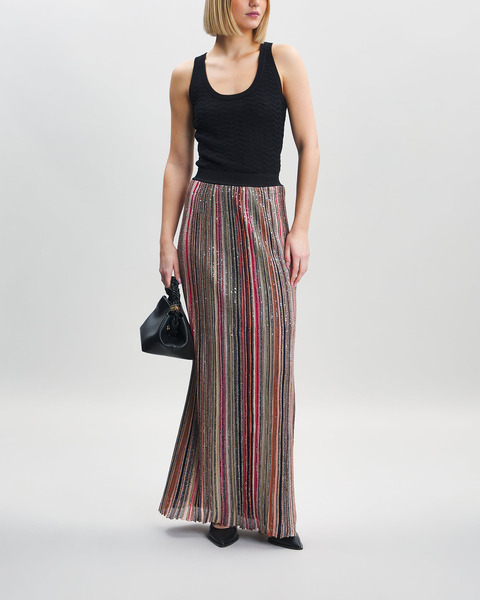 Skirt Long Vertical Striped Svart/beige  1