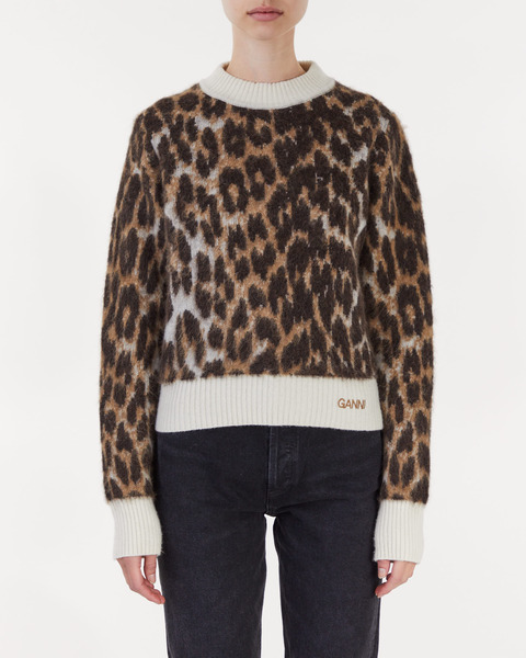 Sweater Leopard Jacquard O-neck Snake 1