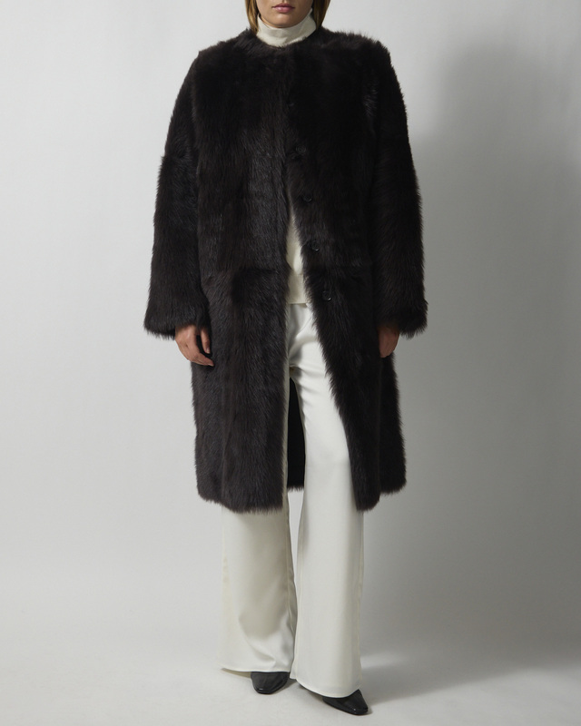 Almada Kåpe Gemma Fur Leather Chocolate M