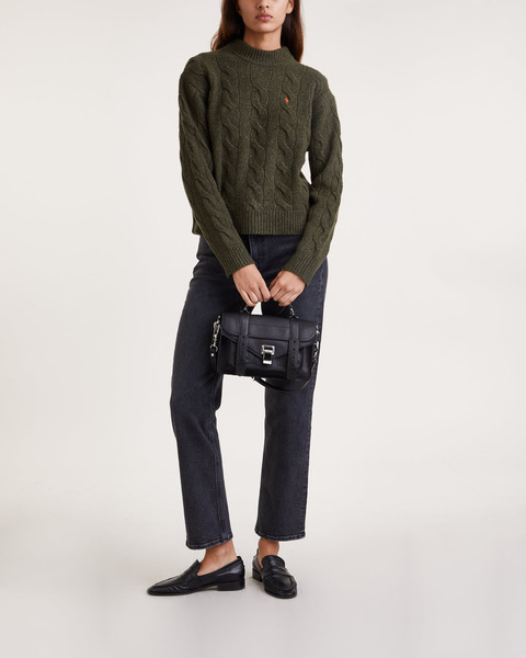 Tröja Cable Wool Mockneck Olivgrön 2