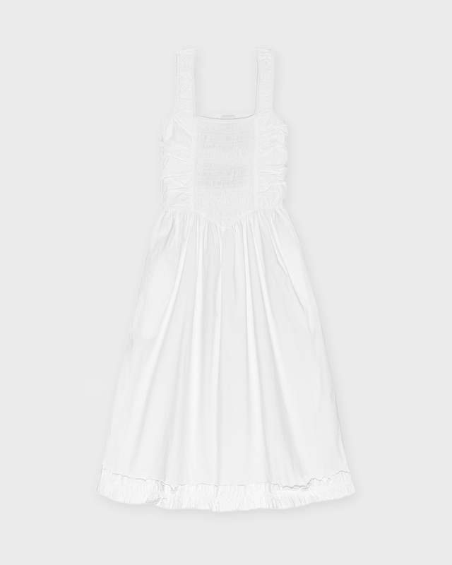 GANNI Klänning Poplin Midi Strap Vit 36