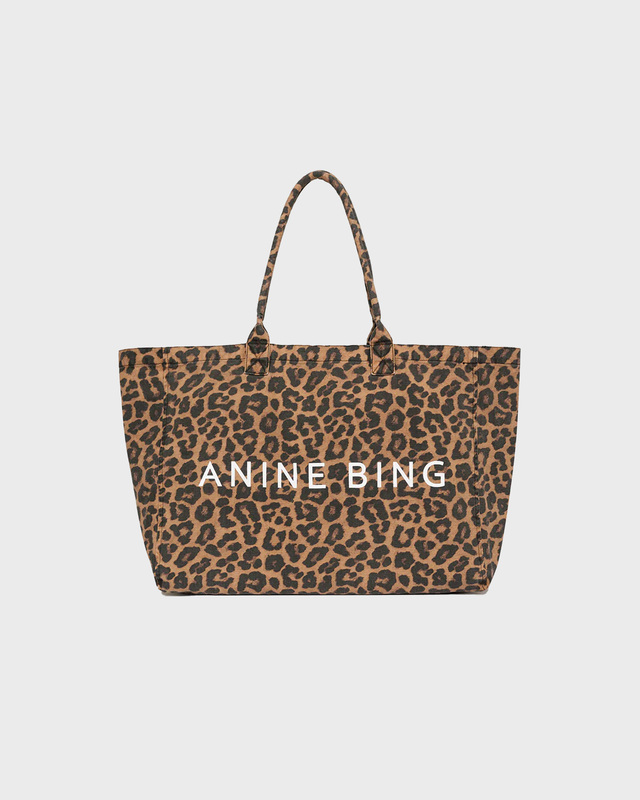 Anine Bing Leo Canvas Tote Leopard ONESIZE