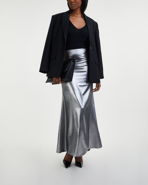 Kjol Metallic Maxi Train Silver 1