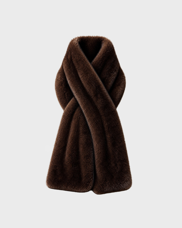 Wakakuu Icons Tørklæde Faux Fur Dark Brown ONESIZE