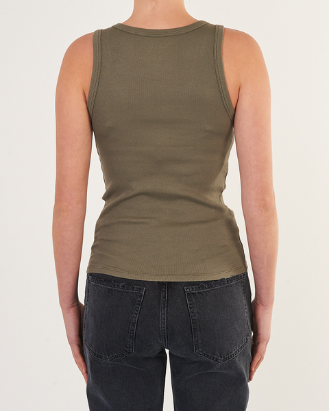 Linne Organic Rib Tank Olivgrön 2