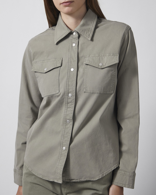 7 For All Mankind Skjorte Classic Comfort Twill Military Khaki L