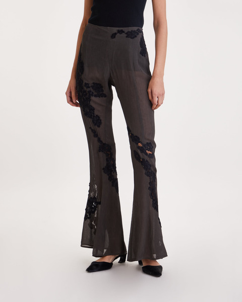 Trousers Lace Flared Grå 1
